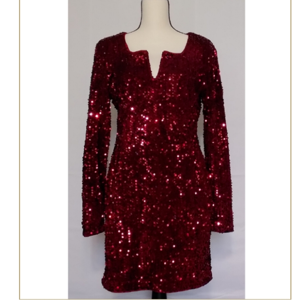 Dazzle Maroon Sequin Dress